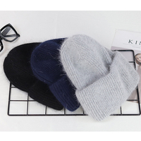 VISROVER 9 kolorów Unisex jednolity kolor prawdziwe futro z królika czapki zimowy kapelusz dla kobiety dzianiny Bonnet akrylowe kobieta jesień ciepłe Skullies 3
